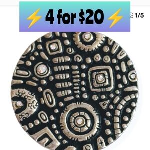 Vintage Antiqued Gold Tone and Rhinestones Round Pendant ⚡4 for $20⚡